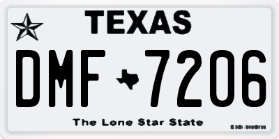 TX license plate DMF7206