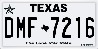 TX license plate DMF7216