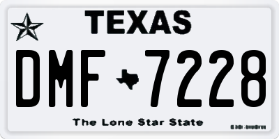 TX license plate DMF7228