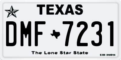 TX license plate DMF7231