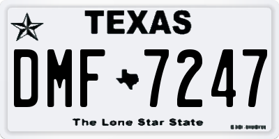 TX license plate DMF7247