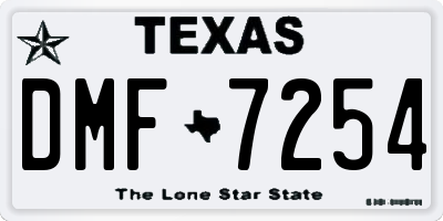 TX license plate DMF7254
