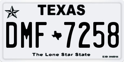 TX license plate DMF7258