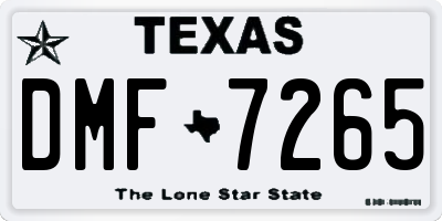 TX license plate DMF7265