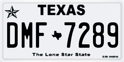 TX license plate DMF7289
