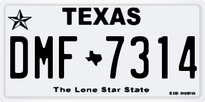 TX license plate DMF7314