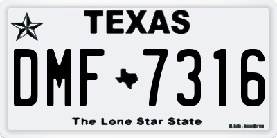 TX license plate DMF7316