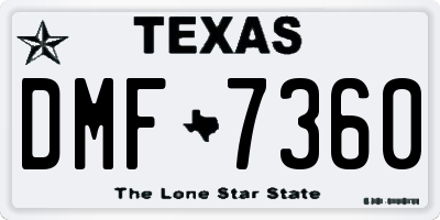TX license plate DMF7360