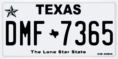 TX license plate DMF7365