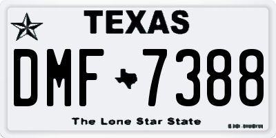 TX license plate DMF7388