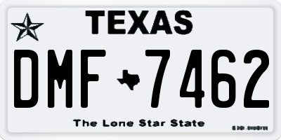 TX license plate DMF7462