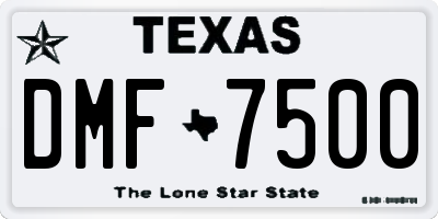 TX license plate DMF7500