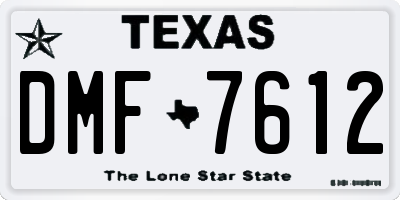 TX license plate DMF7612