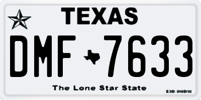 TX license plate DMF7633
