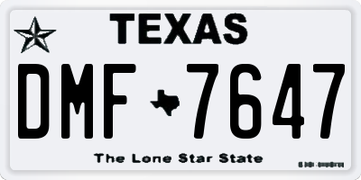 TX license plate DMF7647