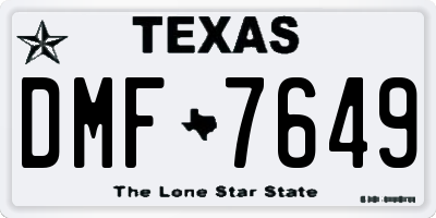 TX license plate DMF7649