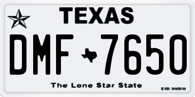TX license plate DMF7650