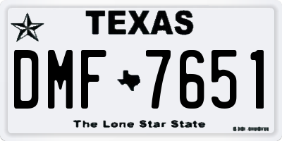 TX license plate DMF7651