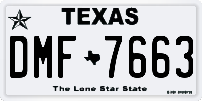 TX license plate DMF7663
