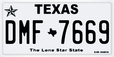 TX license plate DMF7669