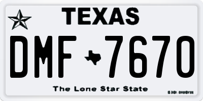 TX license plate DMF7670