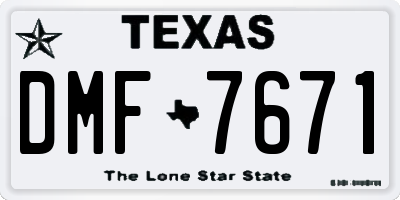 TX license plate DMF7671
