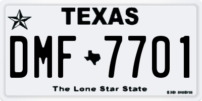 TX license plate DMF7701