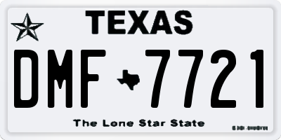 TX license plate DMF7721