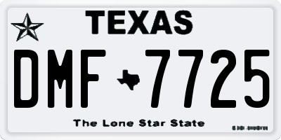 TX license plate DMF7725