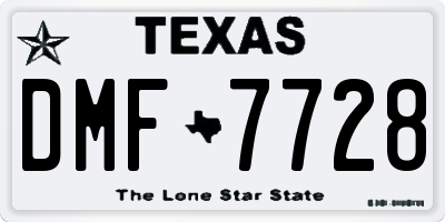 TX license plate DMF7728