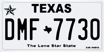 TX license plate DMF7730