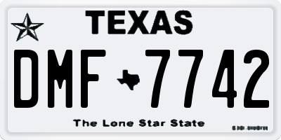 TX license plate DMF7742