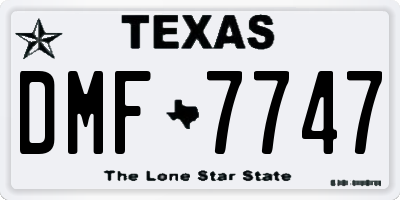 TX license plate DMF7747