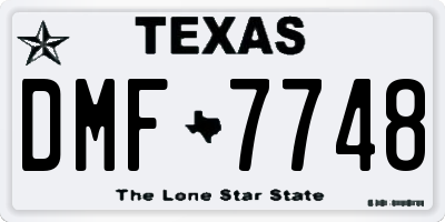TX license plate DMF7748