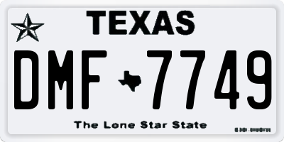 TX license plate DMF7749