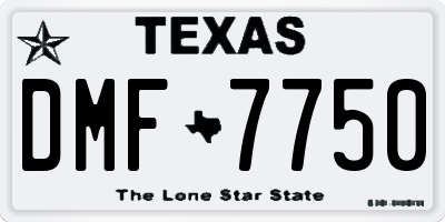 TX license plate DMF7750