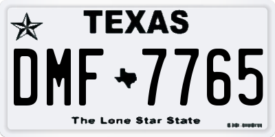 TX license plate DMF7765
