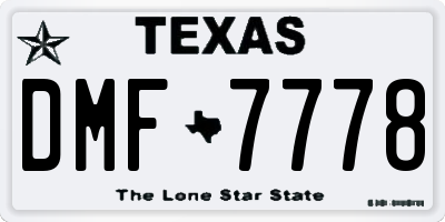 TX license plate DMF7778