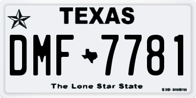 TX license plate DMF7781