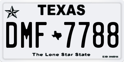 TX license plate DMF7788