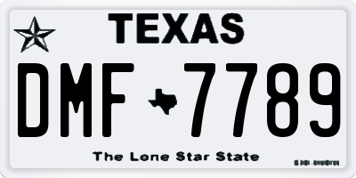 TX license plate DMF7789