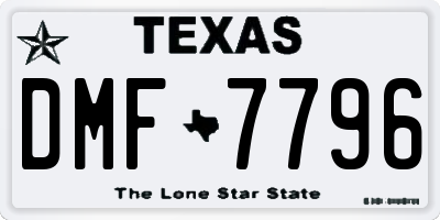 TX license plate DMF7796