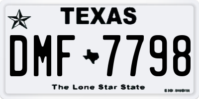 TX license plate DMF7798