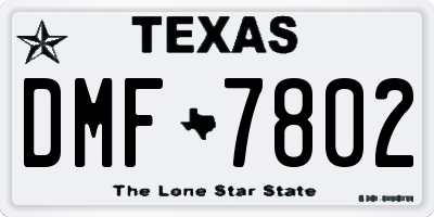 TX license plate DMF7802