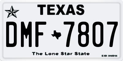 TX license plate DMF7807