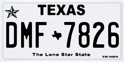 TX license plate DMF7826