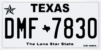 TX license plate DMF7830