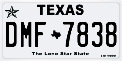 TX license plate DMF7838