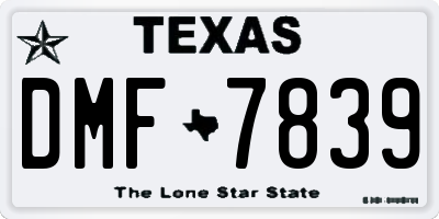 TX license plate DMF7839
