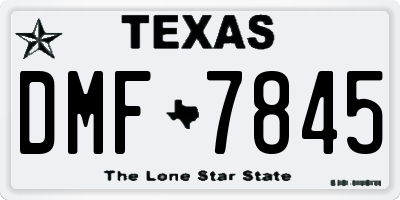 TX license plate DMF7845